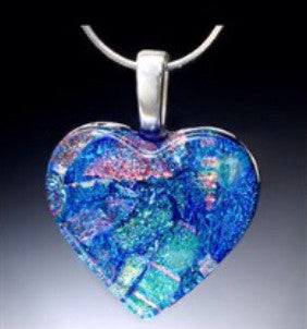 Large Heart Pendant w/Silver Chain in 15 Mosaic Colors