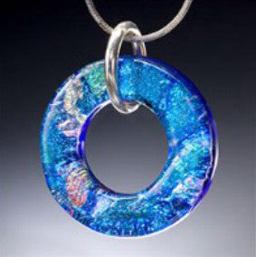 Large "O" Pendant w/Silver Chain in 15  Mosaic Colors