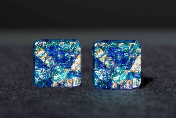 #1 Large Square Post Earrings in 17 Mosaic Colors