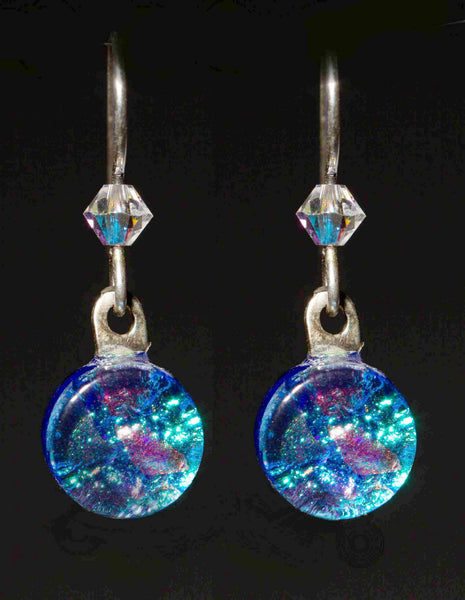 DMD Round Earrings w/ crystal bead earwires in 15 Mosaic Colors