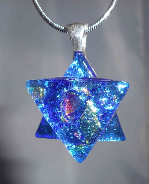 #7 Star of David Necklace w/Silver Chain in 15  Mosaic Colors